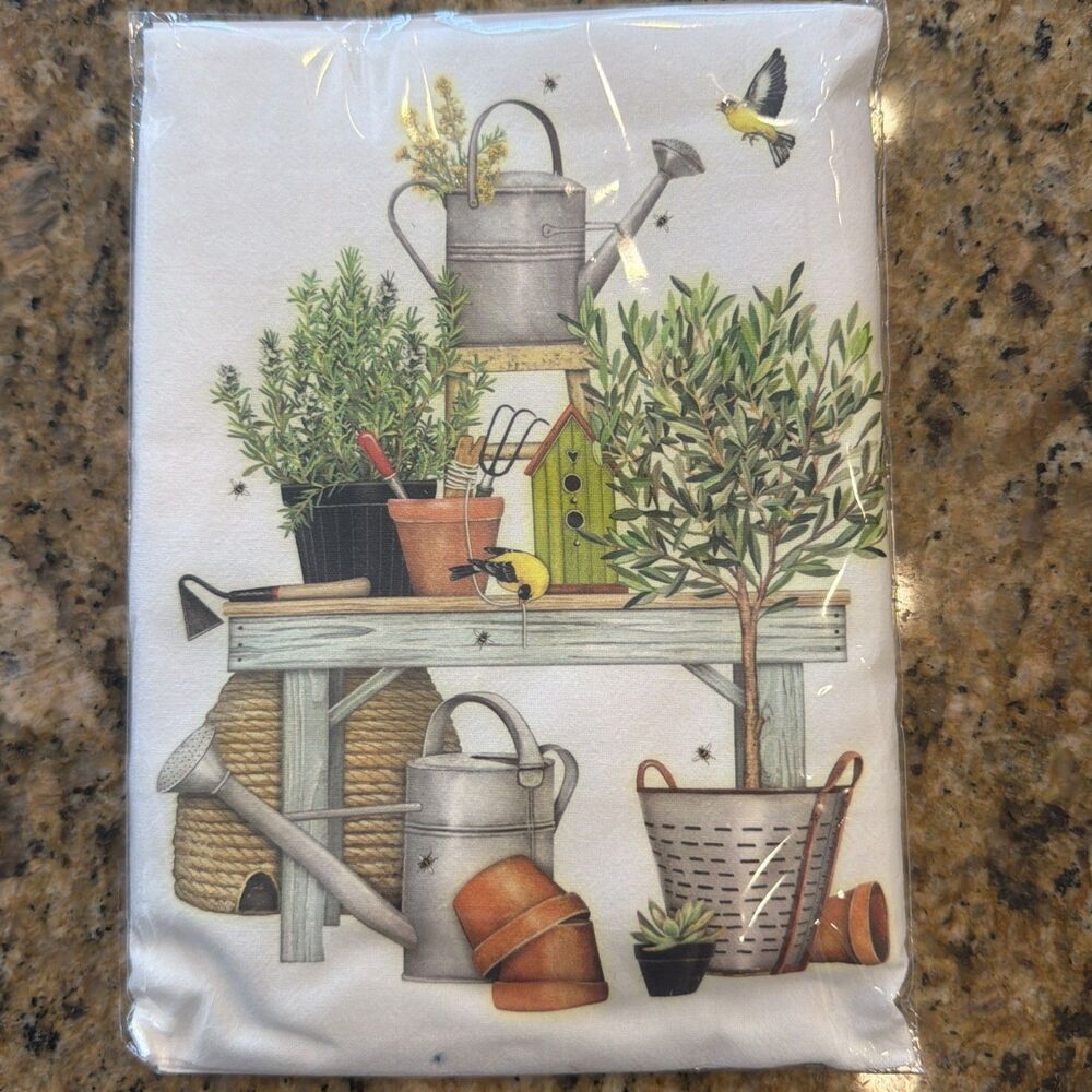 Mary Lake Thompson Gardening Bird Flour Sack Kitchen Towel New 30 X 30
